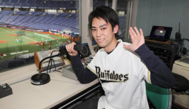 YUTO, the new stadium MC who will be making announcements at Orix Buffaloes sponsored games (photographer: Hidenori Baba)