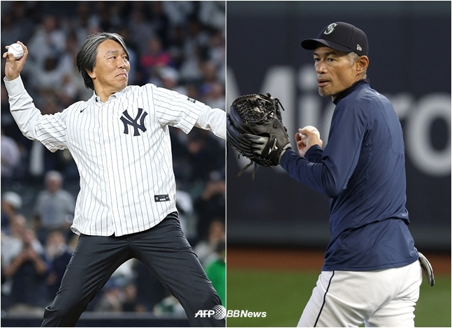 Hideki Matsui (left) and Ichiro Suzuki. /AFPBBNews=News1