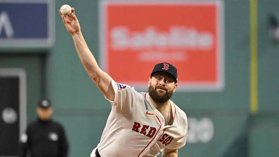 Giolito pitches against the Athletics during the first inning at Fenway Park.