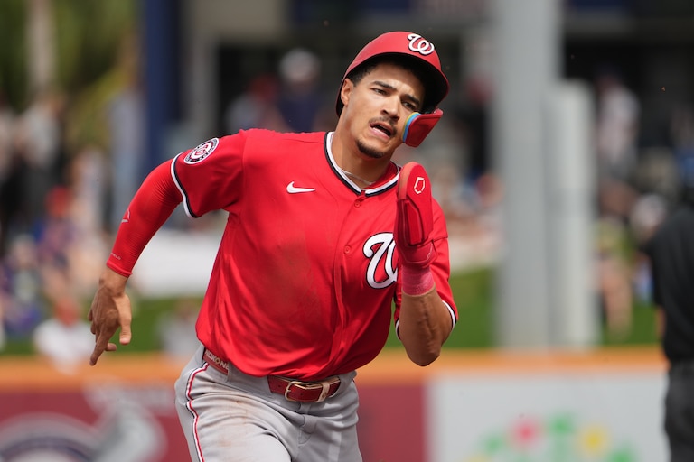 Washington Nationals infielder Seaver King heads to third during the third inning of a spring training game against the New York Mets on Feb. 28.