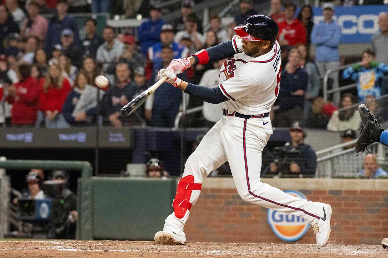 Dominic Smith of the Atlanta Braves during his game against the Kansas City Royals at Truist Park in Atlanta on March 28, 2026Credit: Edward M. Pio Roda/Getty