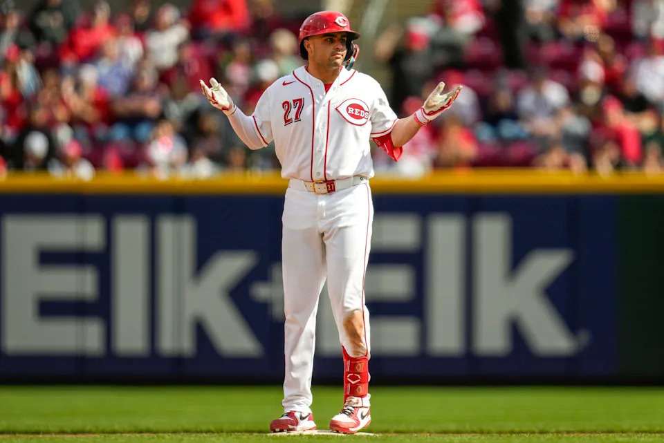 Cincinnati Reds Infielder Sal Stewart (27) | © Sam Greene/The Enquirer / USA TODAY NETWORK via Imagn Images