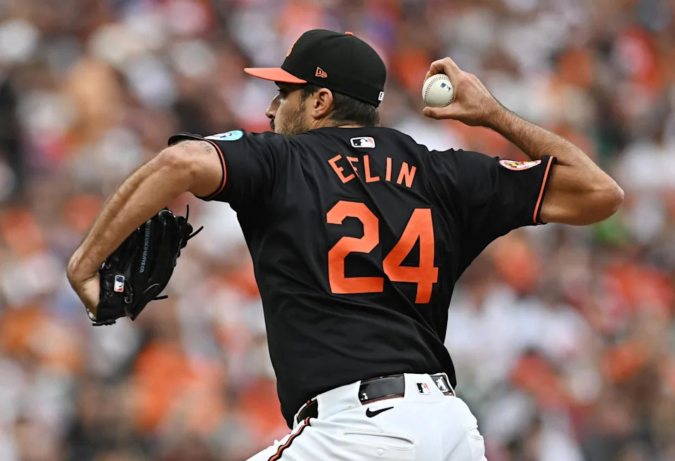 Baltimore Orioles Starting Pitcher Zach Eflin (24) | © Tommy Gilligan-Imagn Images
