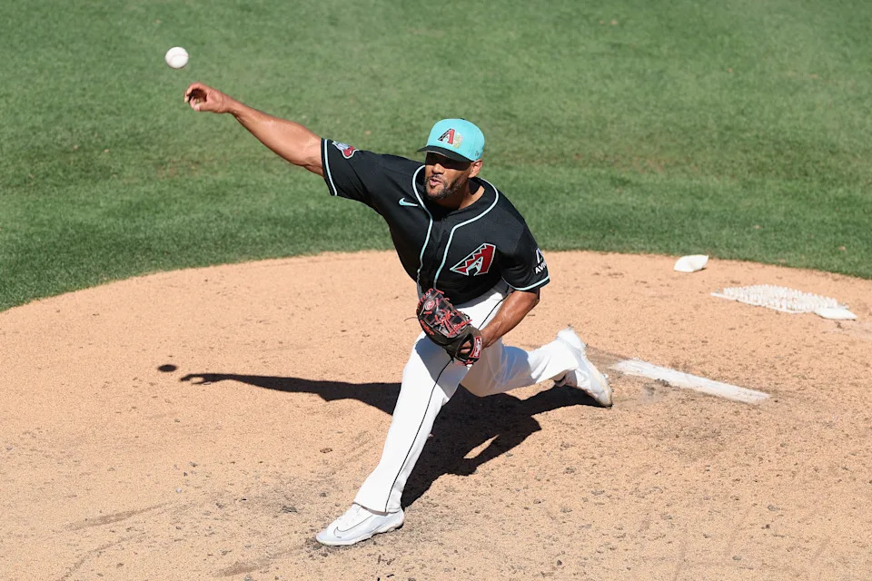 Relief pitcher Joe Ross #16 of the Arizona Diamondbacks pitches against Team Mexico during the sixth inning of the MLB exhibition game at Salt River Fields at Talking Stick on March 03, 2026 in Scottsdale.