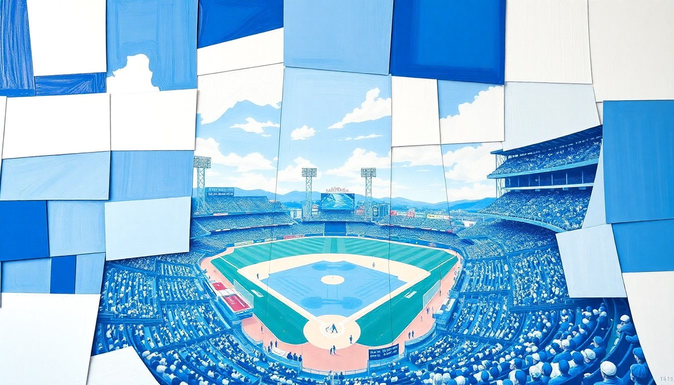 A cubist-style painting featuring fragmented geometric shapes and planes in shades of blue, representing the complex considerations around a professional sports team