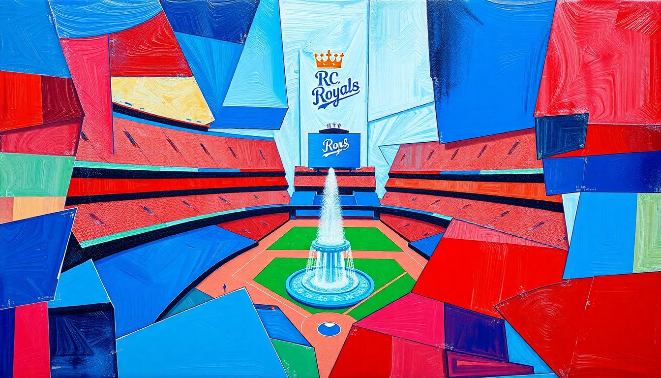 A cubist, geometric painting depicting the Royals