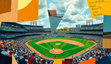 A fragmented, cubist-style painting depicting a baseball game, with players and the field broken down into sharp, overlapping geometric shapes and planes of color, conveying the raw energy and motion of the sport.