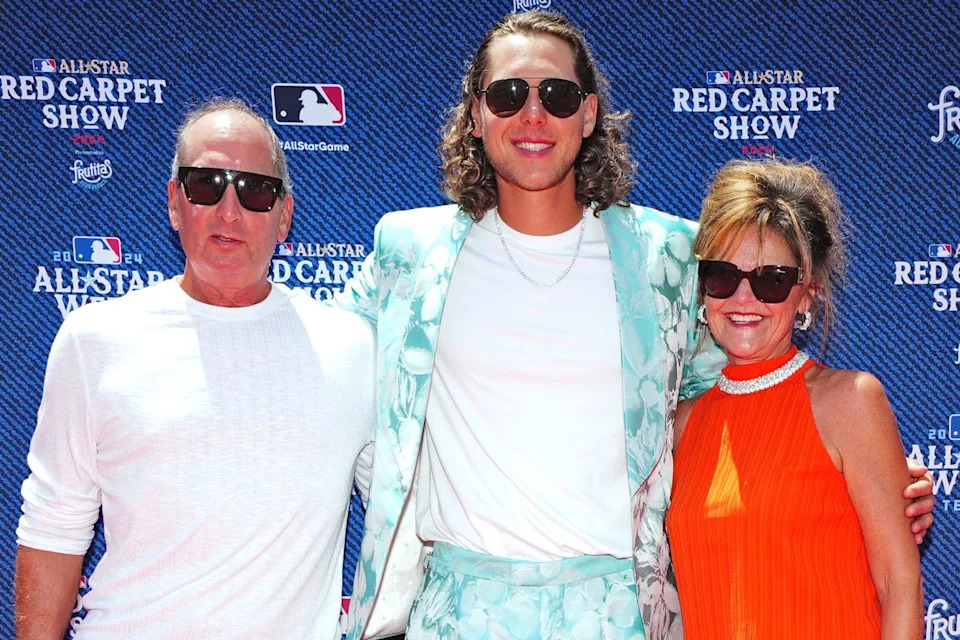 Alec Bohm with his parents Daniel and Lisa in Arlingon, Texas, on July 16, 2024Credit: Daniel Shirey/MLB Photos via Getty