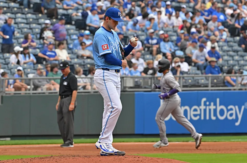 Kansas City Royals starting pitcher Cole Ragans (55). © Peter Aiken-Imagn Images