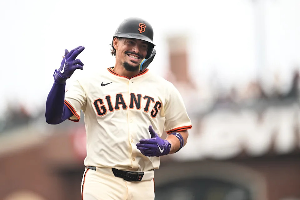 Sep 28, 2025; San Francisco, California, USA; San Francisco Giants shortstop Willy Adames (2) runs the bases after his solo home run against the Colorado Rockies in the first inning at Oracle Park. Mandatory Credit: Eakin Howard-Imagn Images