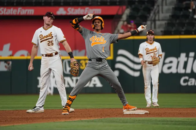 Feb 28, 2026; Arlington, TX, USA; Tennessee Volunteers against Arizona State Sun Devils during the Amegy Bank College Baseball Series at Globe Life Field. Mandatory Credit: Dustin Safranek-Imagn Images