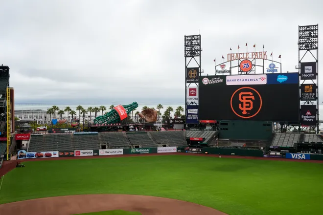 A general view of Oracle Park before the game between the San Francisco Giants and the Tampa Bay Rays.