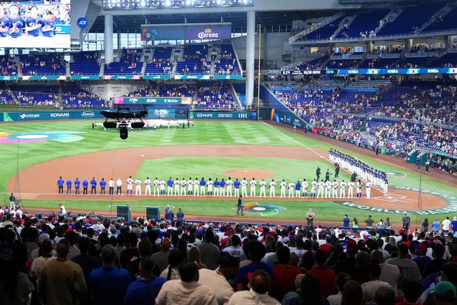A general view is seen before team Korea and Team Dominican Republic play in the quarterfinal game of the 2026 World Baseball Classic at loanDepot park on March 13, 2026 in Miami, Florida.