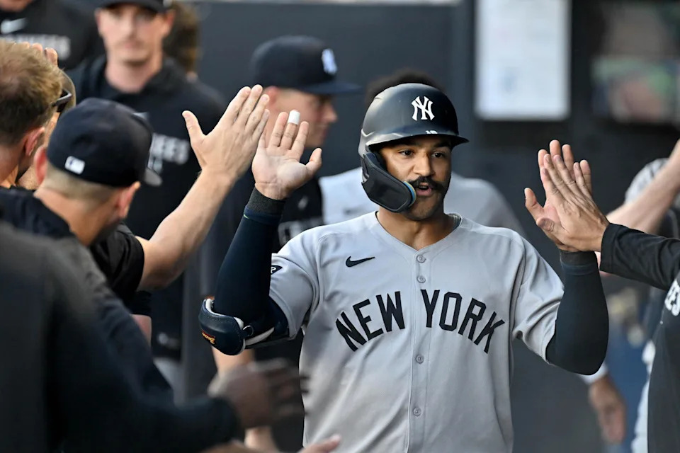 New York Yankees outfielder Trent Grisham. Credit:&nbsp;Jonathan Dyer-Imagn Images.