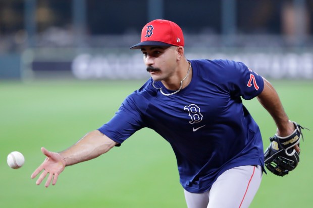 Boston Red Sox's Mickey Gasper during batting practice before a baseball game against the Houston Astros Monday, Aug. 19, 2024, in Houston. (AP Photo/Michael Wyke)