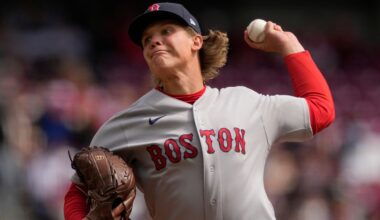 Boston Red Sox pitcher Connelly Early throws during the first inning of a baseball game between the Cincinnati Reds and the Boston Red Sox in Cincinnati, Sunday, March 29, 2026. (AP Photo/Carolyn Kaster)