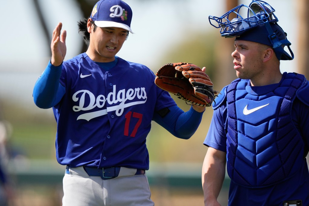 Dodgers star Shohei Ohtani and catcher Dalton Rushing
