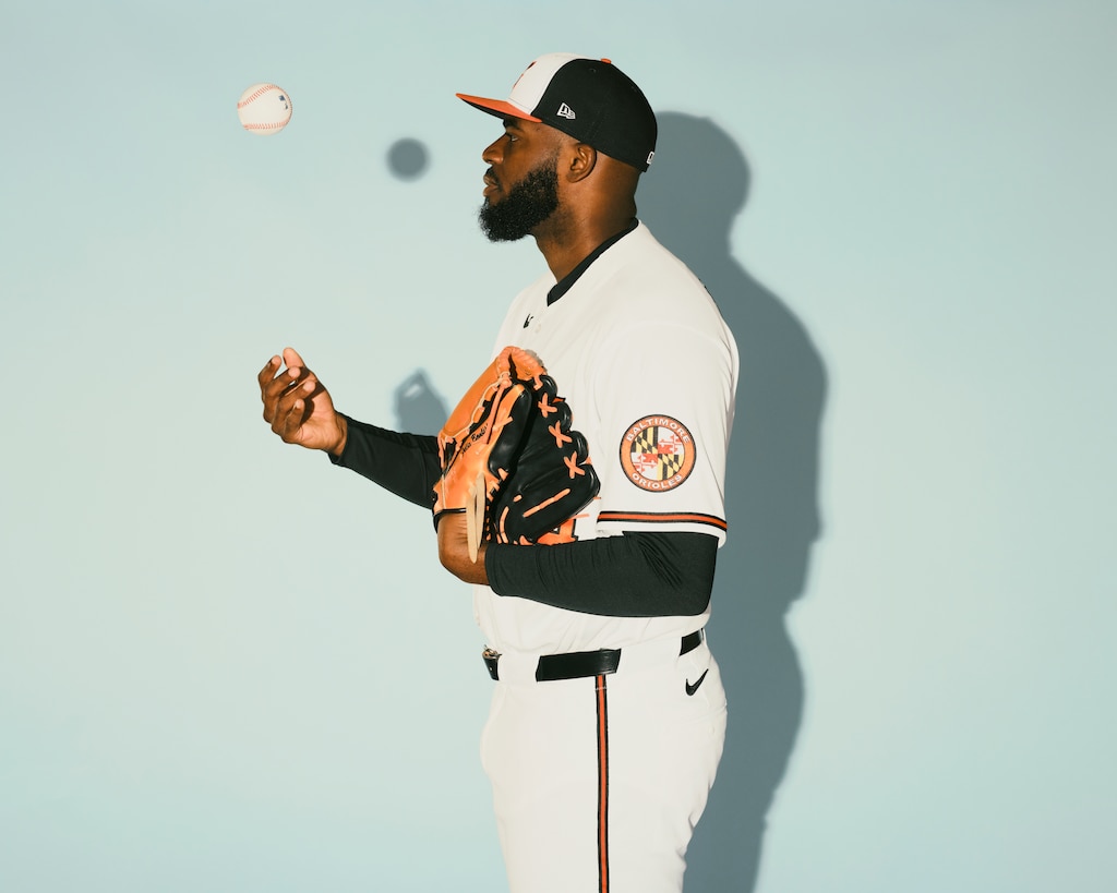 Baltimore Orioles pitcher Félix Bautista poses for a portrait during the Baltimore Orioles media day on Wednesday morning, February 18, 2026 at Ed Smith Stadium in Sarasota, Florida.