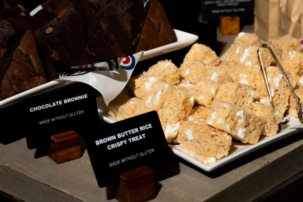 Chocolate Brownies and Brown Butter Rice Crispy Treats on display during the Taste of Wrigley Field event on March 20, 2026. (Josh Boland/Chicago Tribune)