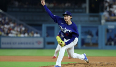 Mar 23, 2026; Los Angeles, California, USA; Los Angeles Dodgers pitcher Roki Sasaki (11) pitches during the fourth inning against the Los Angeles Angels at Dodger Stadium. Mandatory Credit: Kiyoshi Mio-Imagn Images