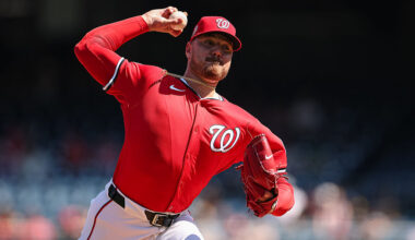 WASHINGTON, DC - SEPTEMBER 14: Cade Cavalli #24 of the Washington Nationals pitches against the Pittsburgh Pirates at Nationals Park on September 14, 2025 in Washington, DC.
