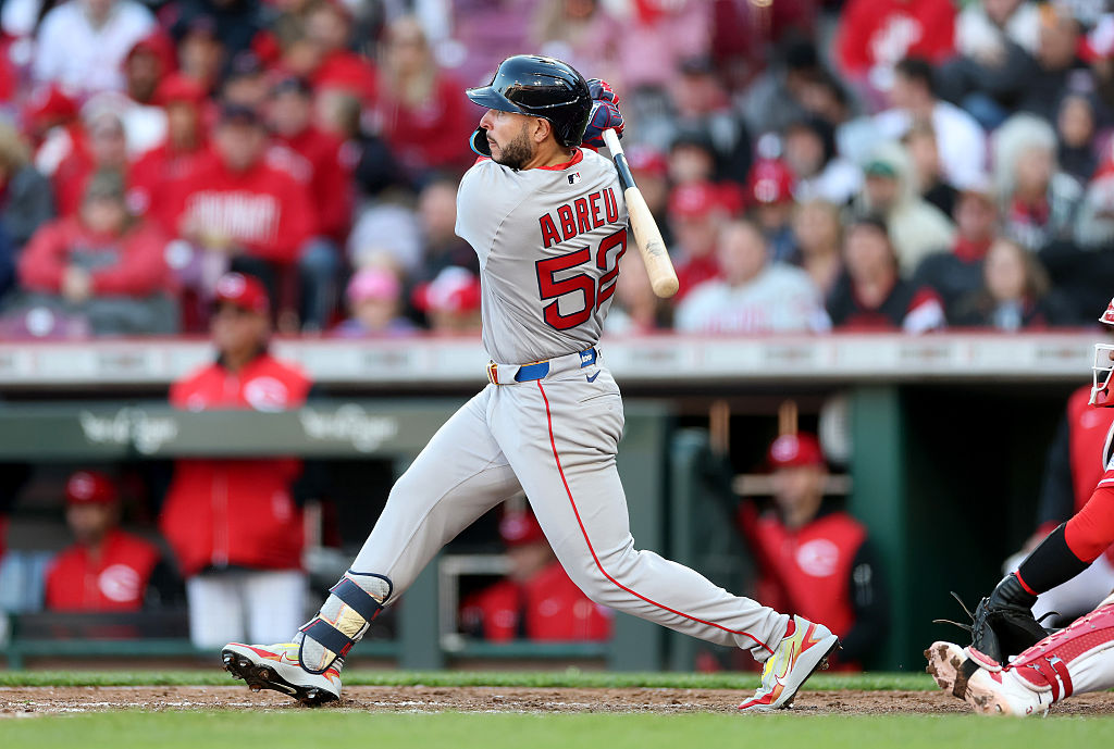 CINCINNATI, OHIO - MARCH 28: Wilyer Abreu #52 of the Boston Red Sox bats hits a home run in the 9th inning during the game against the Cincinnati Reds at Great American Ball Park on March 28, 2026 in Cincinnati, Ohio. (Photo by Andy Lyons/Getty Images)