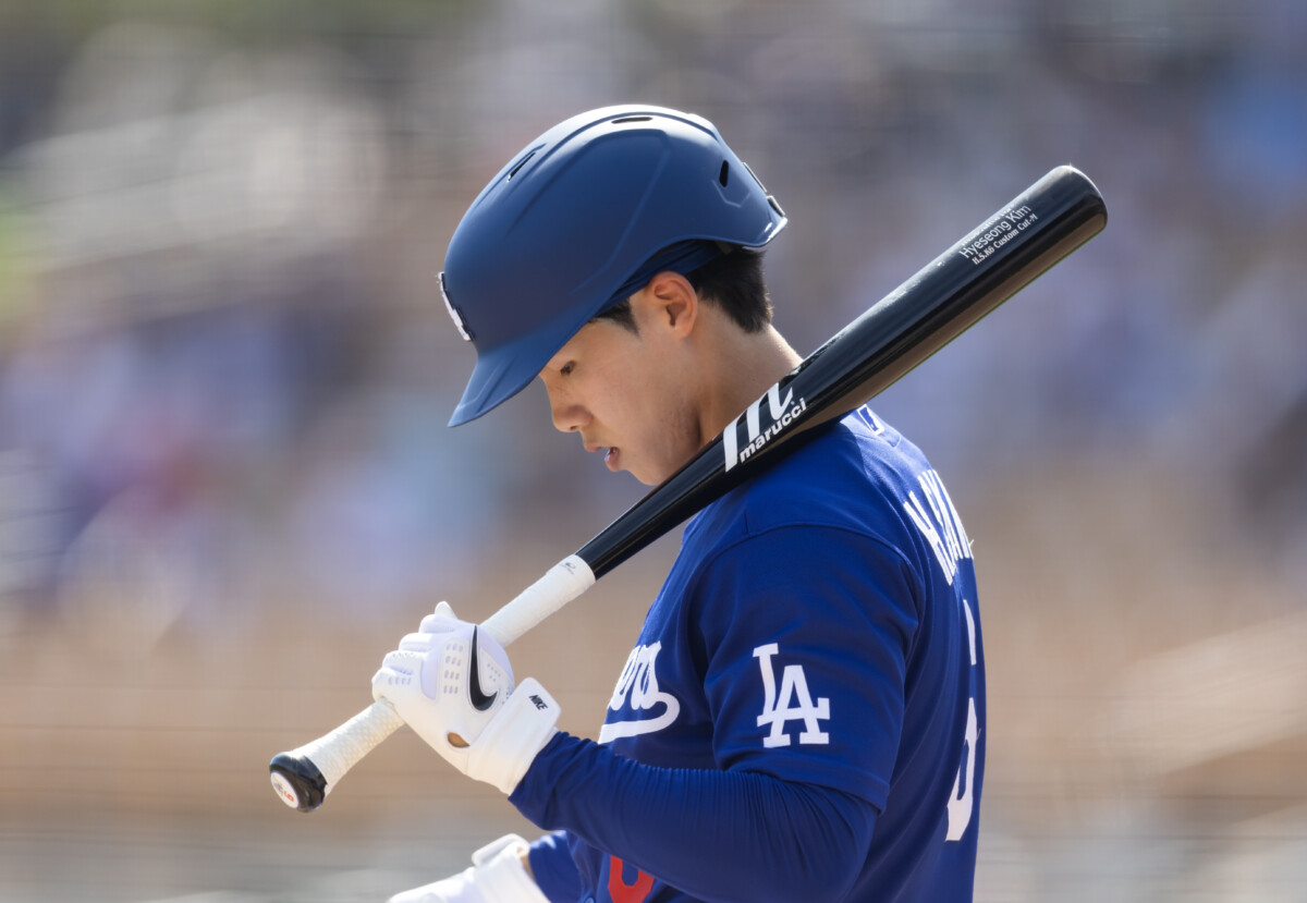 Los Angeles Dodgers second baseman Hyeseong Kim against the Chicago White Sox during a spring training game at Camelback Ranch-Glendale.