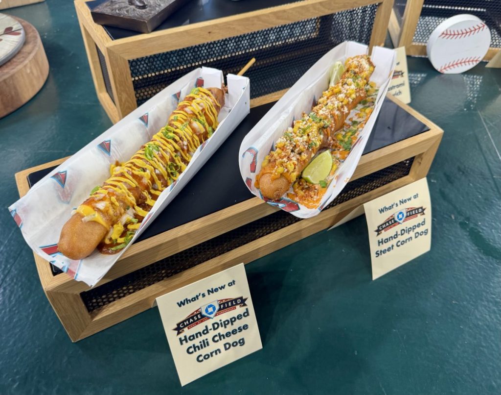Two footlong corn dogs at Chase Field.