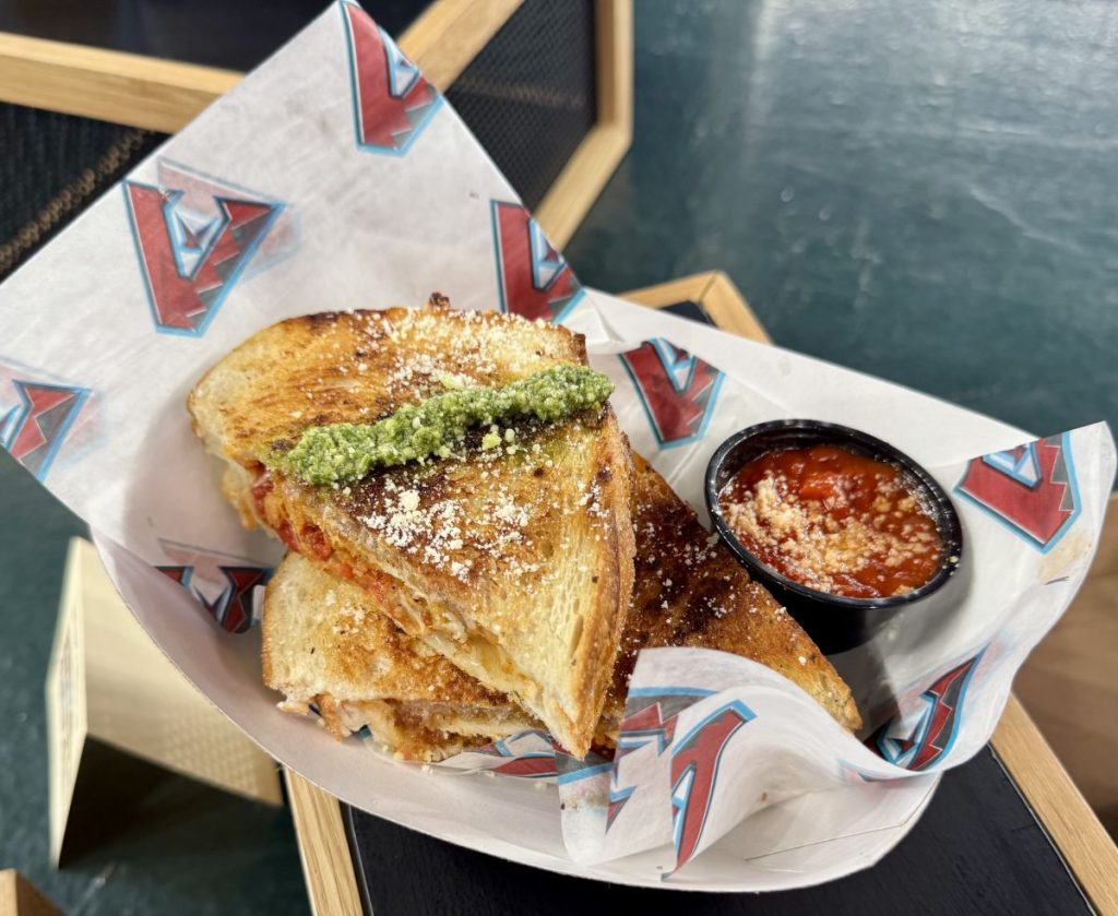A Chicken Parm Grilled Cheese from Chase Field.