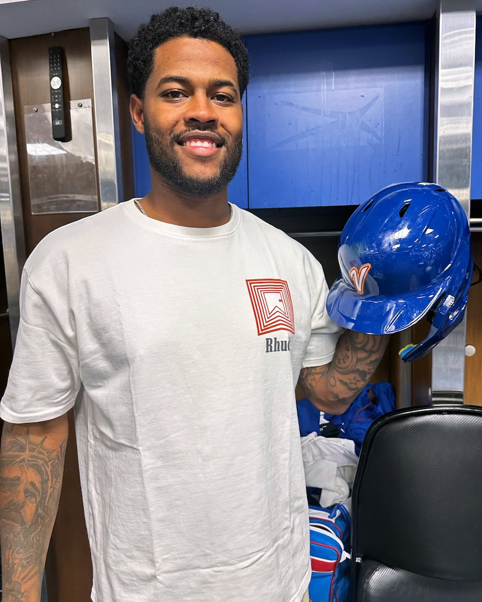 Kansas City Royals third baseman Maikel Garcia is sending his helmet to the National Baseball...