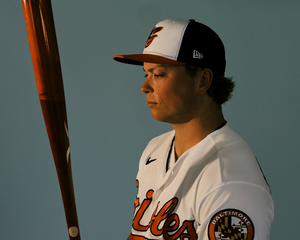 Baltimore Orioles second-baseman Jackson Holliday poses for a portrait during the Baltimore Orioles media day on Wednesday morning, February 18, 2026 at Ed Smith Stadium in Sarasota, Florida.