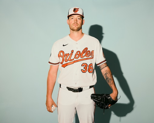 Baltimore Orioles pitcher Kyle Bradish poses for a portrait during the Baltimore Orioles media day on Wednesday morning, February 18, 2026 at Ed Smith Stadium in Sarasota, Florida.
