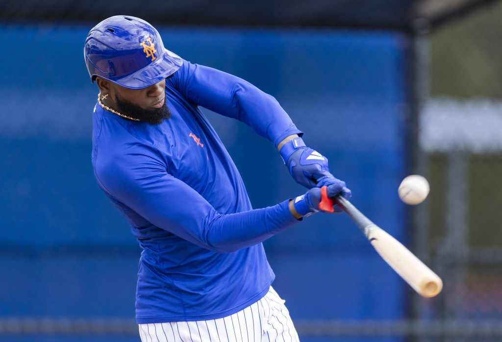 Luis Robert Jr., taking batting practice earlier in spring training, belted a homer in a minor league game on the back field in Port St. Lucie on March 6, 2026.