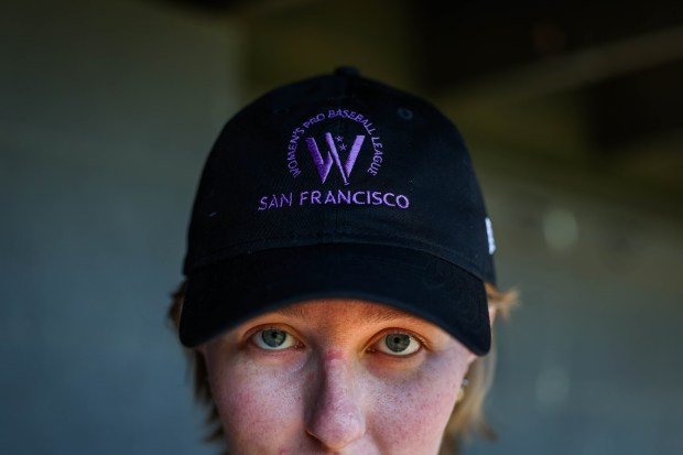Arwen McCullough, a Granada High School graduate and current senior at Cal Poly San Luis Obispo, was recently selected by the San Francisco team in the inaugural Women's Pro Baseball League draft as she visits her alma mater baseball field in Livermore, Calif., on Tuesday, Nov. 25, 2025. McCullough is a pitcher who also brings Team USA experience. (Ray Chavez/Bay Area News Group)