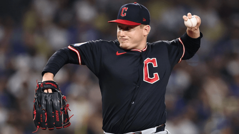 Guardians pitcher Parker Messick throws during dominant outing against Dodgers lineup, showcasing pitch mix strategy in 4-2 win