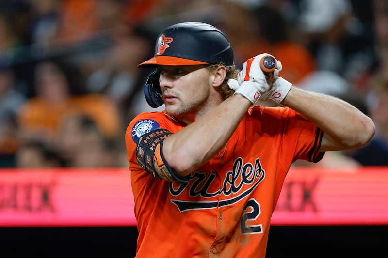 BALTIMORE, MARYLAND - SEPTEMBER 20: Gunnar Henderson #2 of the Baltimore Orioles waits on deck in the sixth inning during a game against the New York Yankees at Oriole Park at Camden Yards on September 20, 2025 in Baltimore, Maryland. (Photo by Brandon Sloter/IOS/Getty Images)