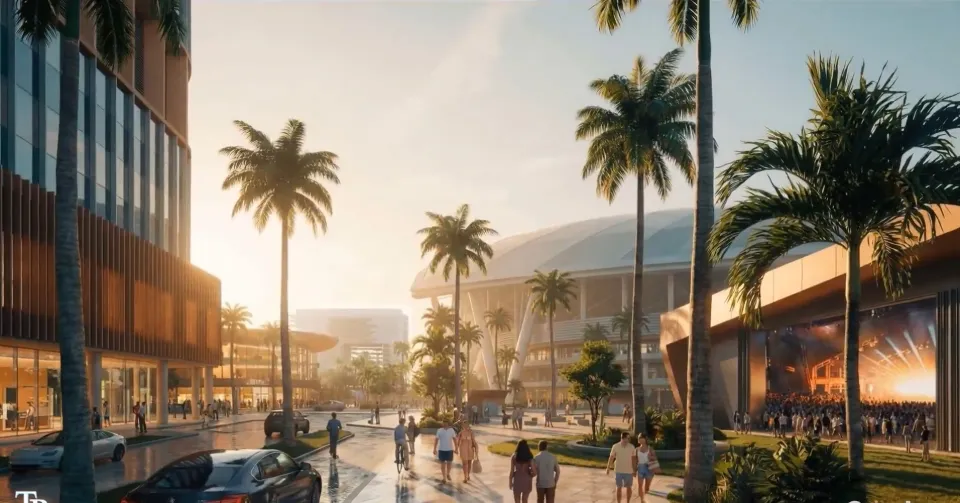 The stadium will be surrounded by high-end retail space