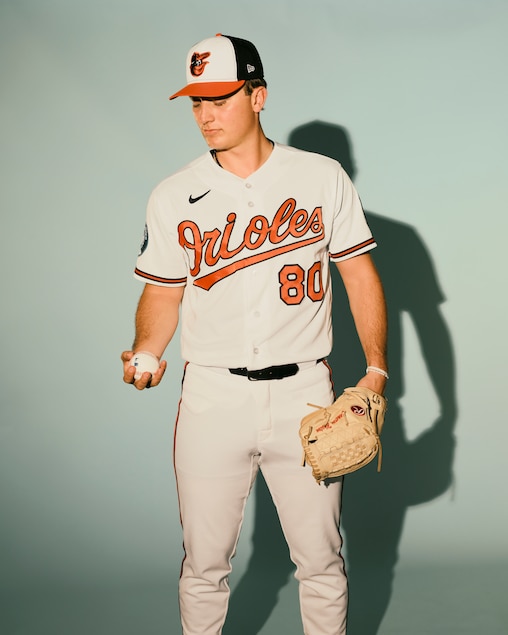 Baltimore Orioles pitcher Cameron Weston poses for a portrait during the Baltimore Orioles media day on Wednesday morning, February 18, 2026 at Ed Smith Stadium in Sarasota, Florida.