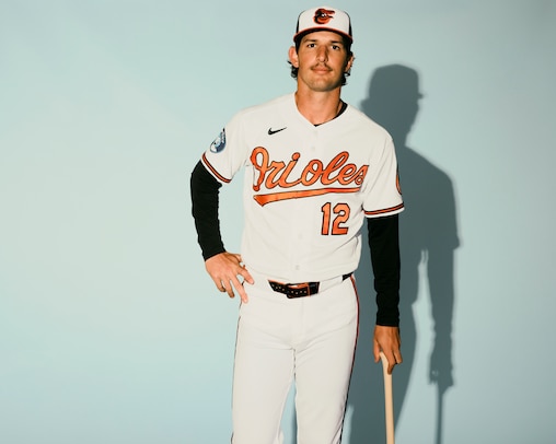 Baltimore Orioles outfielder Dylan Beavers poses for a portrait during the Baltimore Orioles media day on Wednesday morning, February 18, 2026 at Ed Smith Stadium in Sarasota, Florida.