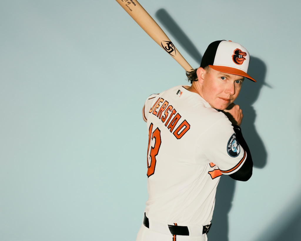 Baltimore Orioles outfielder Heston Kjerstad poses for a portrait during the Baltimore Orioles media day on Wednesday morning, February 18, 2026 at Ed Smith Stadium in Sarasota, Florida.