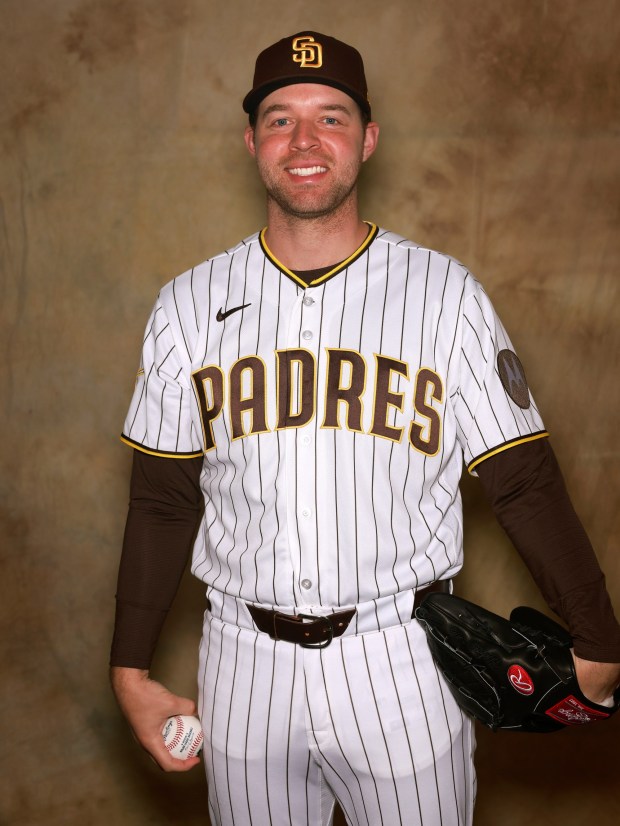 Peoria, AZ - February 18: Michael King #34 of the San Diego Padres poses for a portrait on February 18, 2026 in Peoria, Arizona. (K.C. Alfred / The San Diego Union-Tribune)