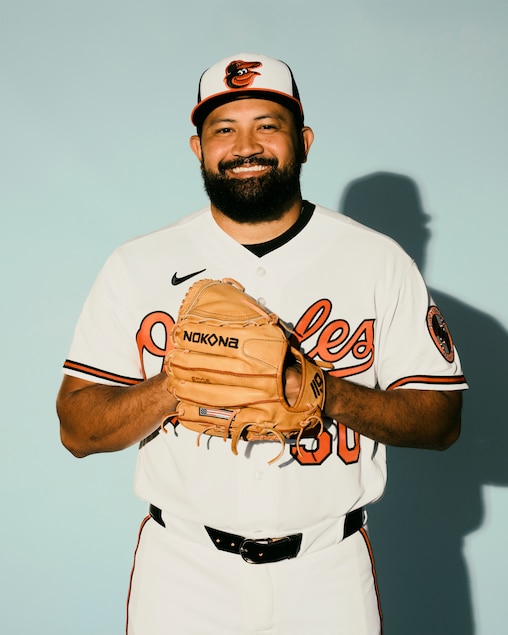 Baltimore Orioles pitcher Rico Garcia poses for a portrait during the Baltimore Orioles media day on Wednesday morning, February 18, 2026 at Ed Smith Stadium in Sarasota, Florida.
