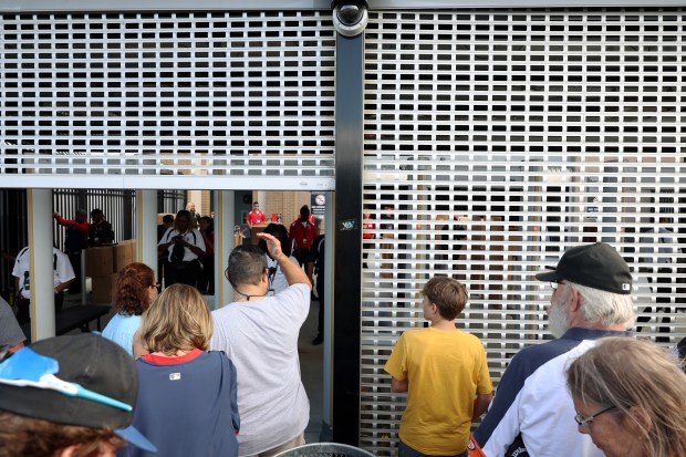 The gates open for a game between the White Sox and Oakland Athletics on Aug. 26 at Guaranteed Rate Field, a day after a shooting injured two fans in the stands. (John J. Kim/Chicago Tribune)