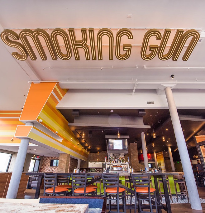 Smoking Gun's sign facing inside the venue.