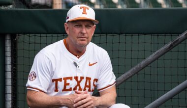 Texas coach Jim Schlossnagle watches his team.