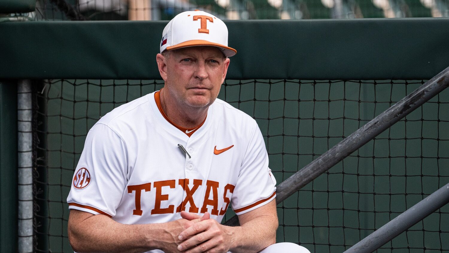 Texas coach Jim Schlossnagle watches his team.