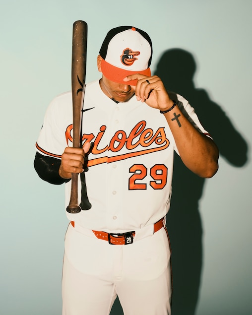 Baltimore Orioles catcher Samuel Basallo poses for a portrait during the Baltimore Orioles media day on Wednesday morning, February 18, 2026 at Ed Smith Stadium in Sarasota, Florida.