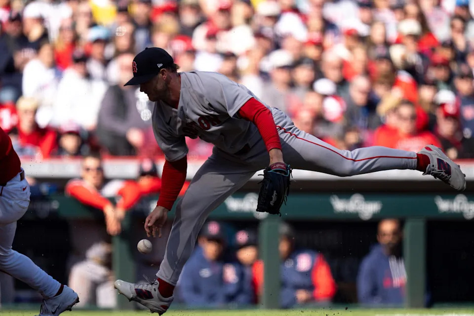 Boston Red Sox pitcher Sonny Gray (54) drops the ball (Albert Cesare/The Enquirer/USA TODAY NETWORK/Imagn Images)