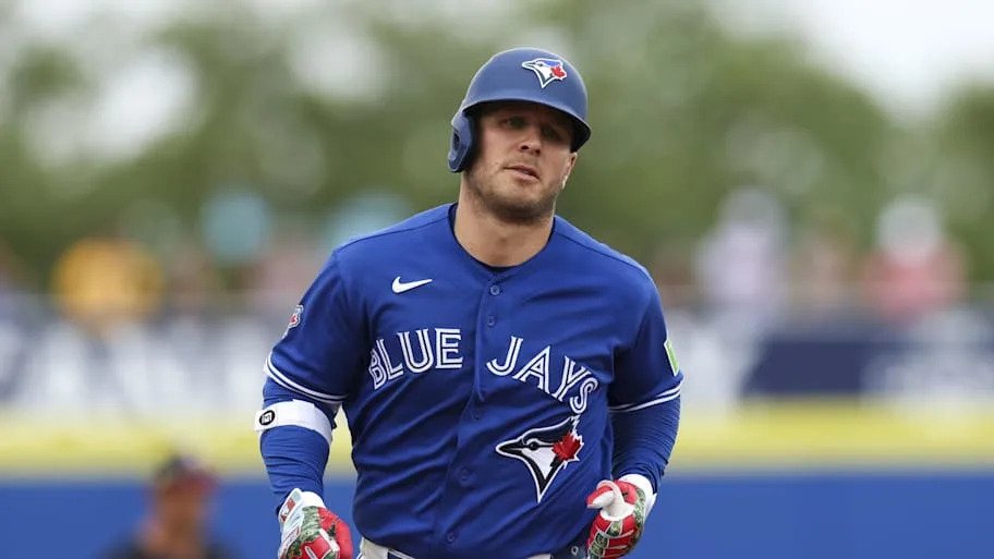 Toronto Blue Jays center fielder Daulton Varsho runs the bases.