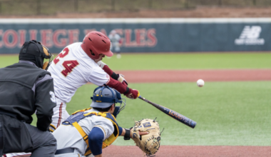 Gonzalez, pictured, delivered an RBI single in the second inning of BC’s win on Saturday. (Anatoly Guz / Heights Staff)